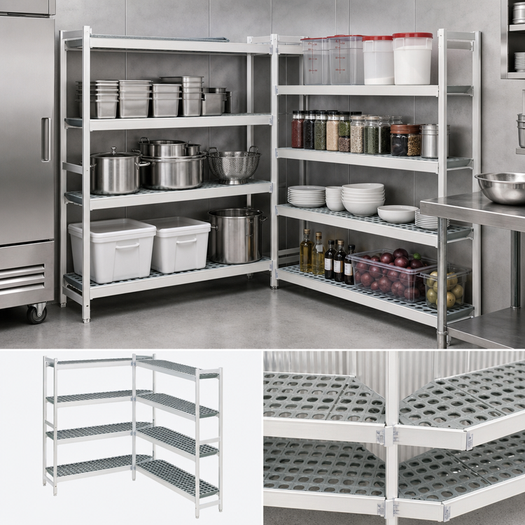 Product image #3 for Fermostock 4-Tier Corner Expansion Polymer Shelving Unit, 71 Inch H x 26 Inch W x 14 Inch D