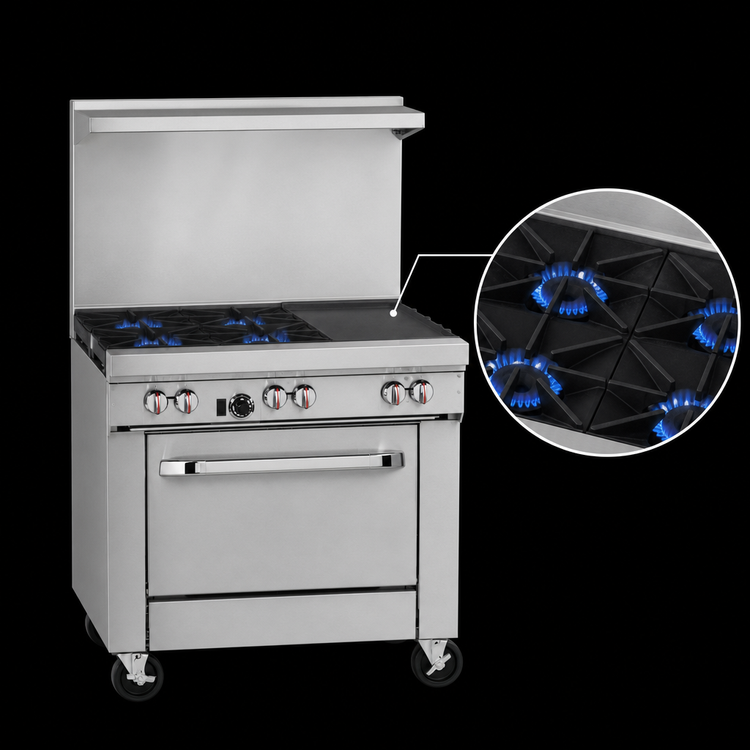 Product image #3 for Southbend S-Series 36-Inch Gas Restaurant Range with 2 Open Burners, 24-Inch Griddle, and Convection Oven