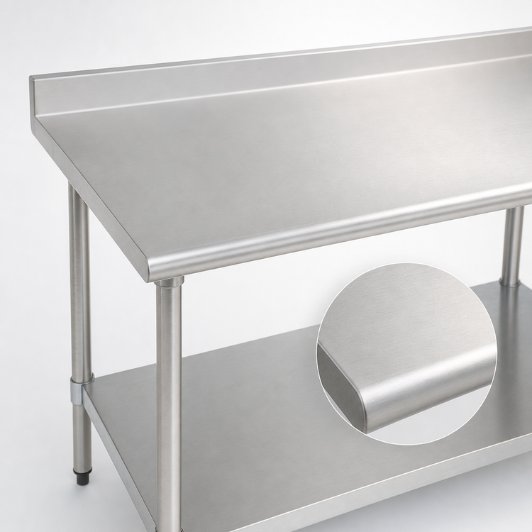 Product image #3 for BlendPort® Budget Series 60 Inch x 30 Inch 430 Stainless Steel Work Table with 4-1/2 Inch Backsplash and Undershelf