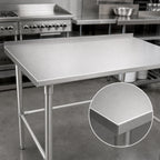 Thumbnail image #3 for John Boos Stallion ST6R1.5-36144SBK 144 x 36 Inch Stainless Steel Work Table, Open Base, 16-Gauge 300 Series Top, 1-1/2-Inch Backsplash