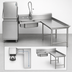 Thumbnail image #3 for Advance Tabco L-Shaped Island Soil Dishtable with Right-Hand Pre-Rinse Sink, 59 Inch, 304 Stainless Steel