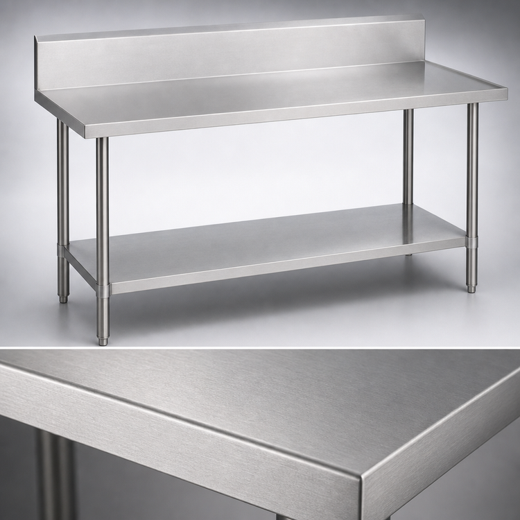 Product image #3 for Duke 120 in. x 30 in. Stainless Steel Work Table with 10 in. Riser and Undershelf