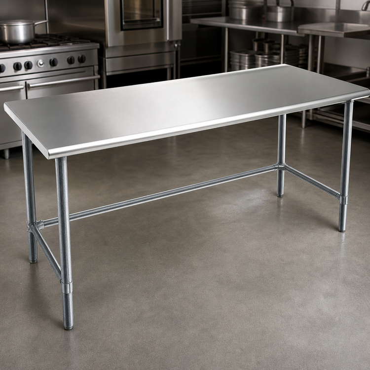 Product image #3 for Eagle Spec-Master Flat Top Stainless Steel Work Table, 108"W x 30"D, Galvanized Tubular Base
