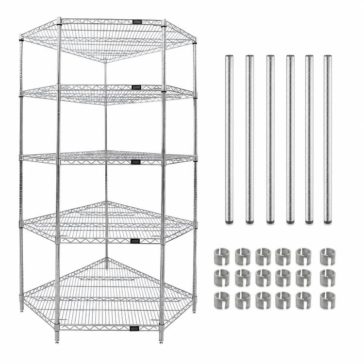 Product image #3 for Quantum 36-Inch W x 18-Inch D Chrome-Plated 5-Shelf Wire Shelving Starter Kit