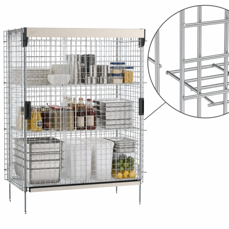 Product image #3 for Metro Super Erecta Stationary Wire Security Cage with Sliding Doors, Chrome Finish, 50-1/2 x 28-1/2 x 66-13/16 In.