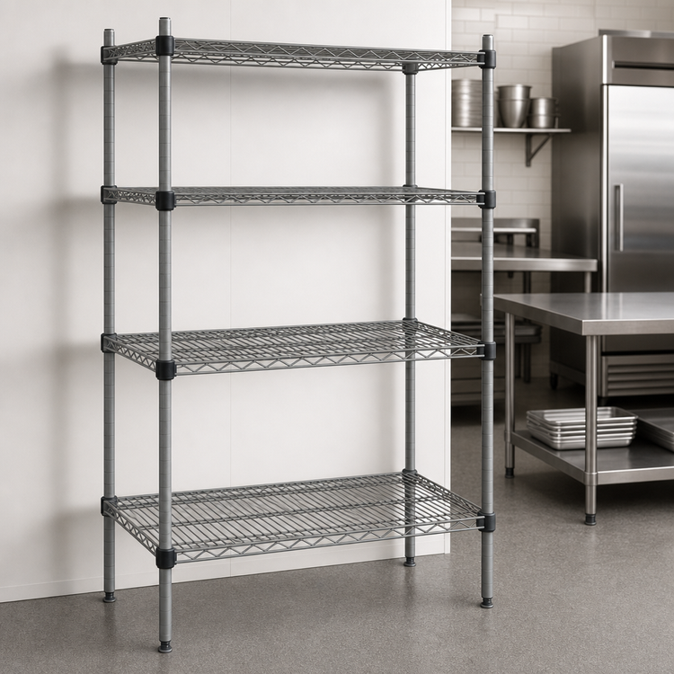 Product image #3 for Eagle Valu-Master Quad-Adjust Stationary 4-Tier Wire Shelving Starter Unit, 48"W x 24"D x 74"H, Pewter Gray Epoxy