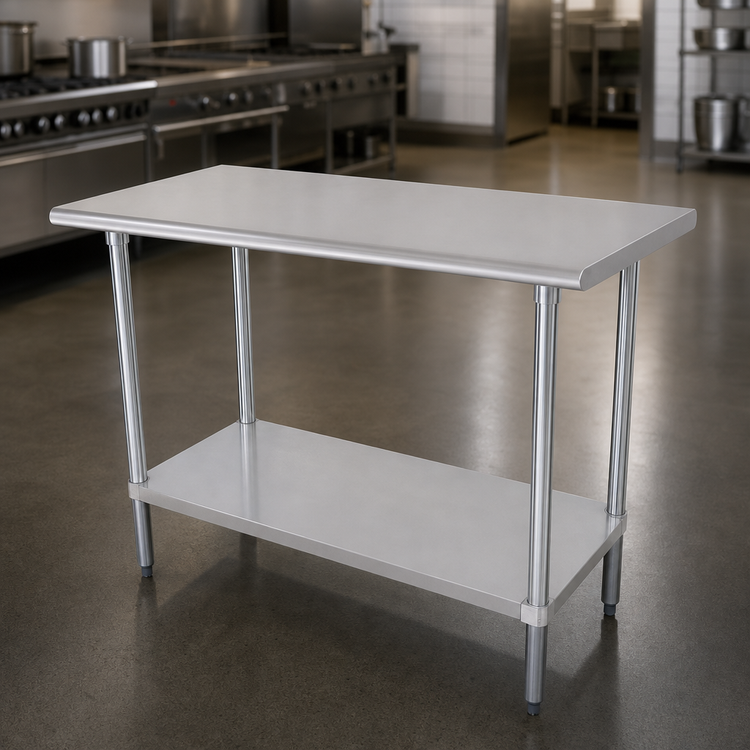 Product image #3 for Advance Tabco Special Value Series 48" x 18" Flat Top Stainless Steel Work Table with Adjustable Undershelf