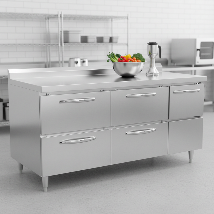 Product image #2 for Continental Refrigerator Designer Line DFA68NSS-D 68" Worktop Freezer with 4 Drawers & 1 Door