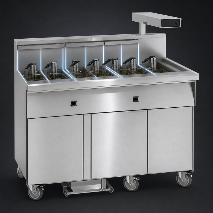 Product image #3 for Imperial Electric Floor Fryer, 5-Tank, 75 lb. Capacity Each, Built-In Filter System