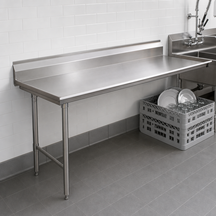Product image #3 for Eagle Group Straight Clean Dishtable, 48 Inch x 30 Inch, Right-to-Left Operation, 16/304 Stainless Steel Top