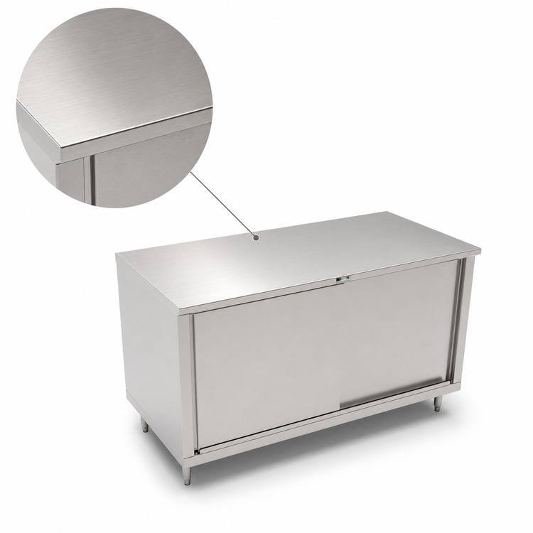 Product image #3 for John Boos 48" W x 36" D Enclosed Work Table with Sliding Doors, 14-Gauge Stainless Steel Top