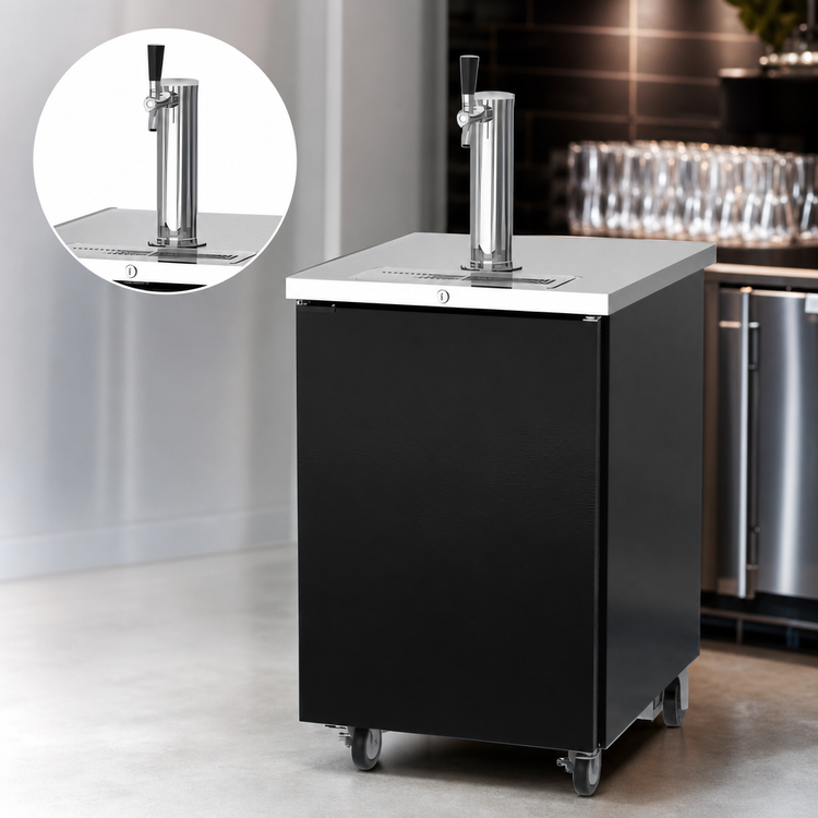 Product image #3 for Beverage-Air 24-Inch Draft Beer Cooler with Single Faucet Column, 1 Keg Capacity, Black Exterior