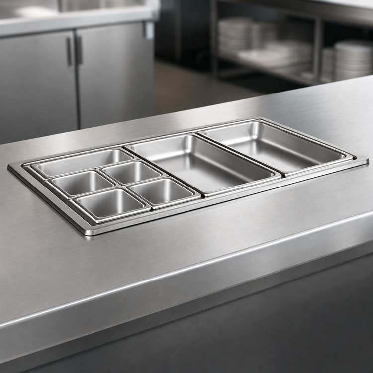 Product image #3 for Atlas Metal WIC-5 5-Pan Insulated Iced Cold Drop-In Food Well