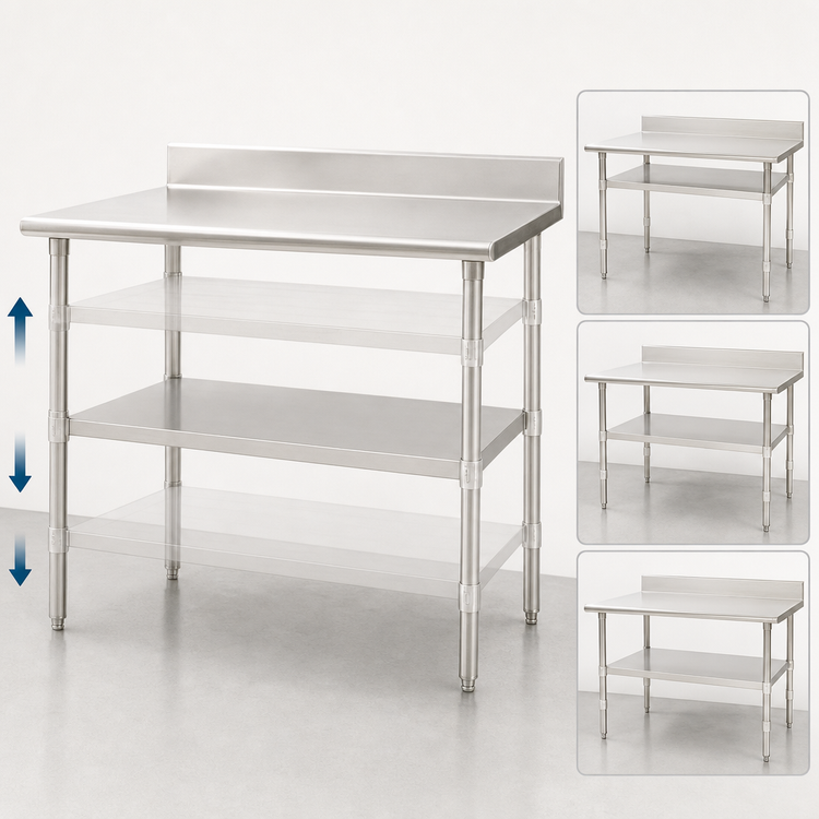 Product image #3 for Eagle 72 x 24 Inch Adjustable Stainless Steel Work Table Undershelf
