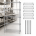 Thumbnail image #3 for Quantum Stationary Wire Shelving Starter Kit, 30 in. W x 14 in. D x 74 in. H, Chrome Plated, 5 Shelves