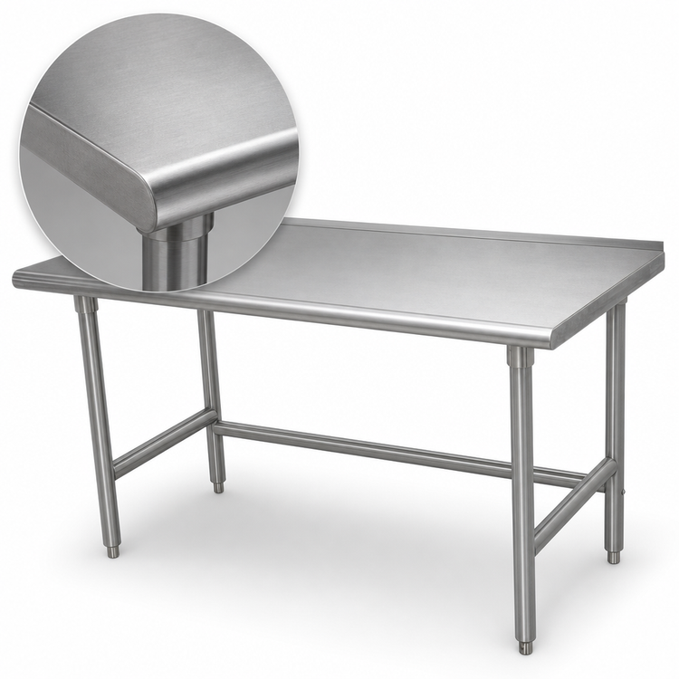 Product image #3 for Advance Tabco 84-Inch x 24-Inch 16-Gauge 304 Stainless Steel Work Table with 1-1/2-Inch Rear Up-Turn