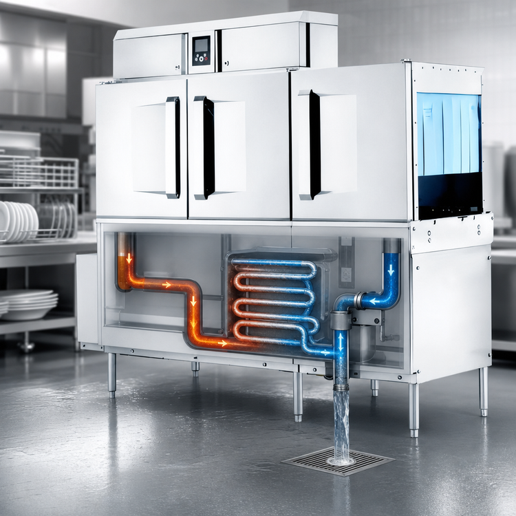 Product image #3 for Hobart CL66-DWR Single-Tank High Temperature Rack Conveyor Dishwasher with Drain Water Energy Recovery