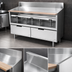 Thumbnail image #3 for La Rosa Refrigeration 120-Inch x 26 1/2-Inch Dry-Drawer Equipment Stand with 5 Stainless Steel Drawers and Richlite Cutting Board