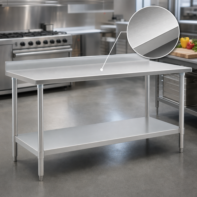Product image #3 for Eagle Group Deluxe Series 72-Inch x 36-Inch Stainless Steel Work Table with 4-1/2-Inch Backsplash and Undershelf