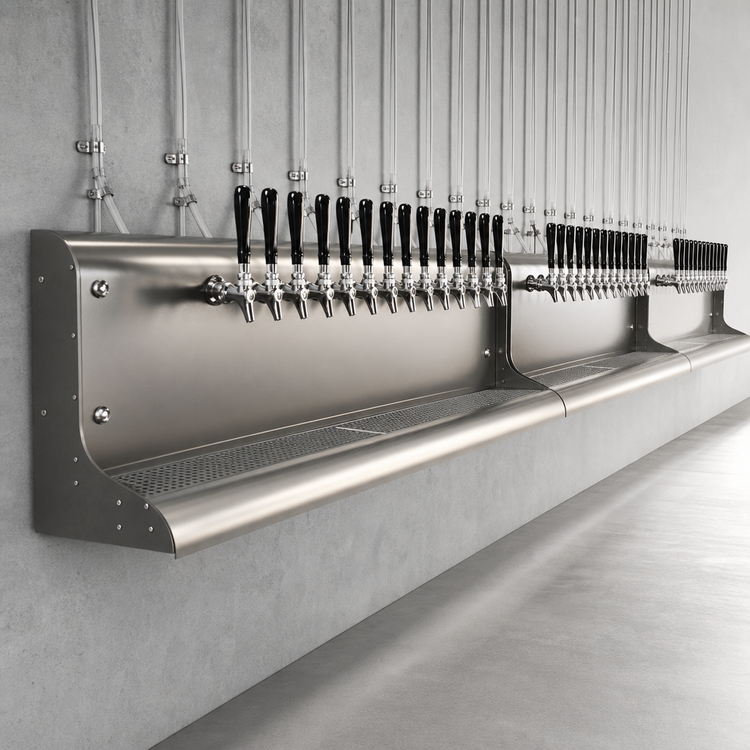 Product image #3 for Perlick 15-Faucet Wall-Mount Glycol-Cooled Modular Draft Beer Dispensing Tower, Rear Lead-Out