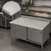 Thumbnail image #3 for Poly Top Work Table with Stainless Steel Cabinet Base and Sliding Doors, 48 x 30 Inch, 5 Inch Backsplash