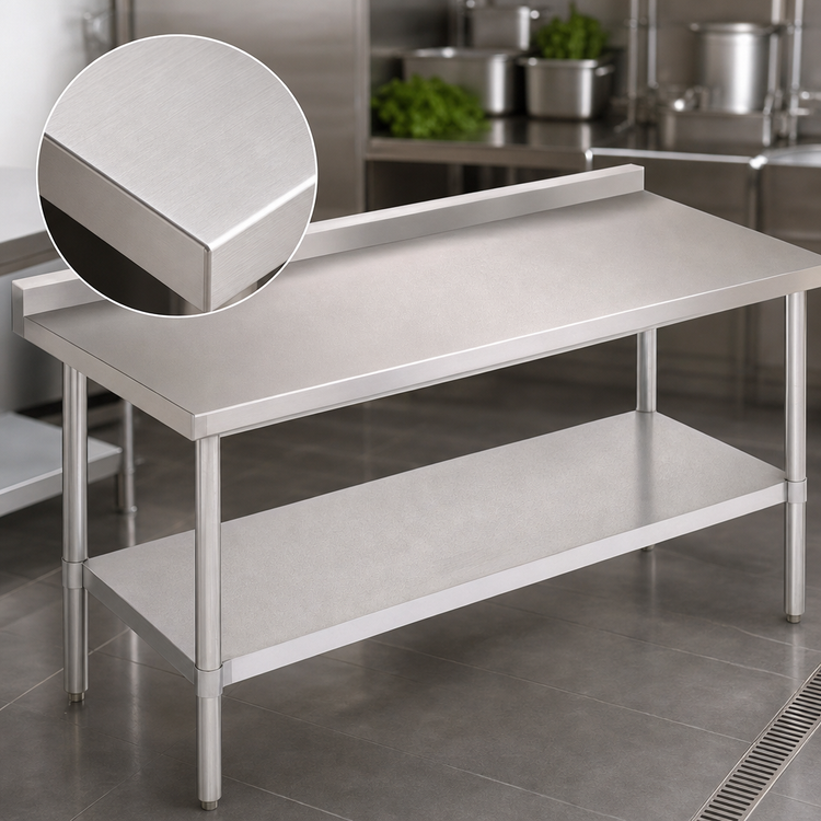 Product image #3 for John Boos Stallion Economy Stainless Steel Work Table with 5-Inch Backsplash and Adjustable Undershelf, 72 x 30 Inches