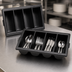 Thumbnail image #3 for Traex 4-Compartment Silverware Cutlery Box with Handles, Black