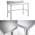 Thumbnail image #3 for Sapphire Manufacturing 30 Inch x 24 Inch 430 Stainless Steel Work Table with 5 Inch Backsplash, Beveled Edge, and Open Galvanized Base