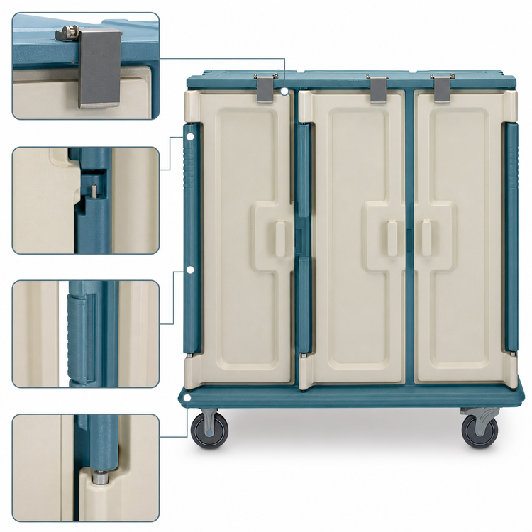 Product image #4 for Cambro Tall Profile 3-Door 3-Compartment Insulated Meal Delivery Cart for Correctional Facilities, 60-Tray Capacity