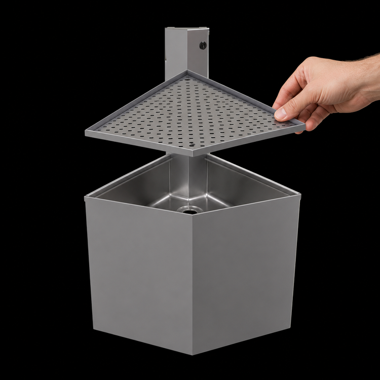 Product image #3 for Glastender Underbar Outside Wedge Corner Drainboard, 45° Angle, 24-Inch Deep, Stainless Steel, No Legs