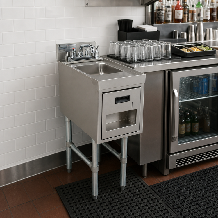 Product image #3 for Advance Tabco Special Value Underbar Basics 12-Inch Freestanding Hand Sink with Soap and Towel Dispensers