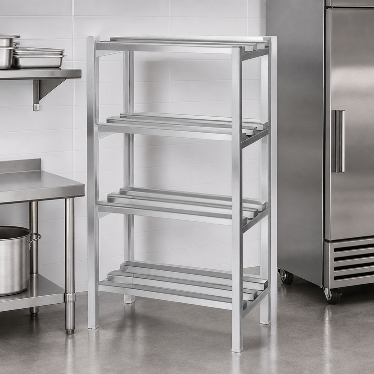 Product image #3 for Channel Lifetime Tough All-Welded Aluminum Dunnage Shelving Rack, Channel Style, 4-Shelf, 36W x 24D x 64H