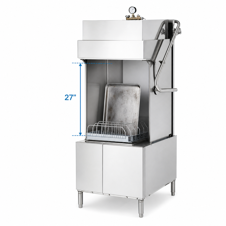 Product image #3 for Moyer Diebel MDHHD High-Temperature Extended Hood Door-Type Dishwasher/Pot Washer with 27-Inch Tray Opening