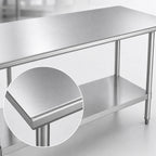 Thumbnail image #3 for Duke Manufacturing 314S-2484 Stainless Steel Work Table, 84 x 24 x 36 in, Open Base with Undershelf, 300 Series Top, No Backsplash