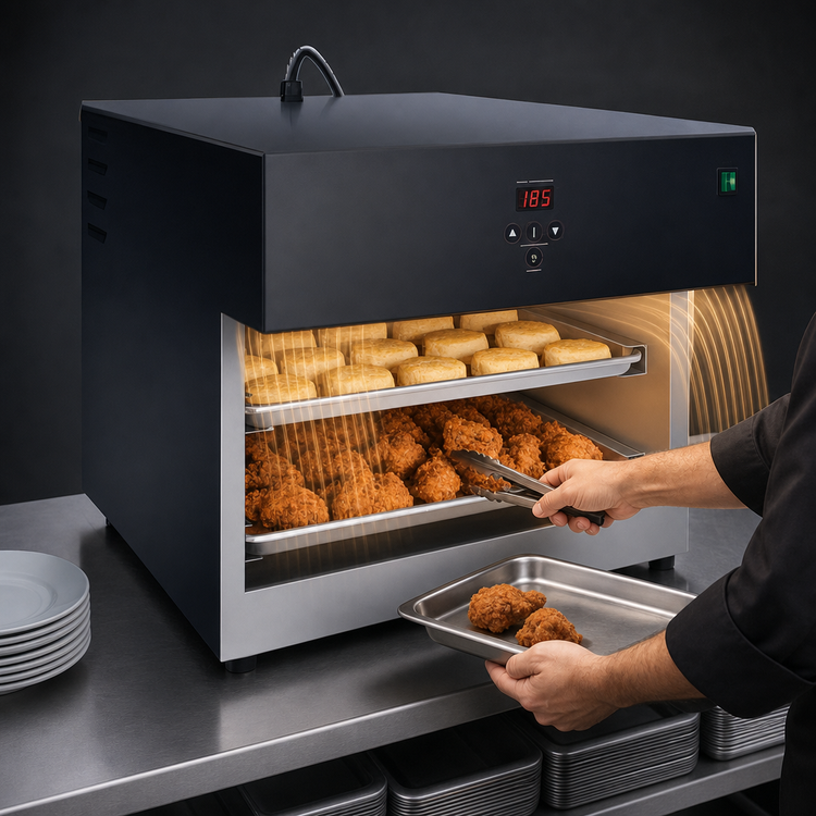 Product image #3 for Hatco Flav-R-Savor® 2-Tier Humidified Countertop Heated Air Curtain Food Display Cabinet