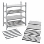 Thumbnail image #4 for Cambro Camshelving® Premium CPSK1824VS4480 4-Shelf Solid & Vented Polymer Shelving Kit, 18"W x 24"L, Speckled Gray