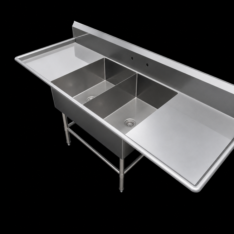 Product image #3 for John Boos Pro-Bowl 2-Compartment Stainless Steel Sink with Dual 24-Inch Drainboards, 91-1/4-Inch W