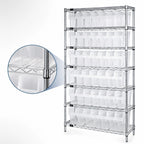 Thumbnail image #3 for Quantum WR8-803CL Bin Wire Shelving System, 36"W x 18"D x 74"H, Chrome, 8 Shelves, 49 Clear Bins