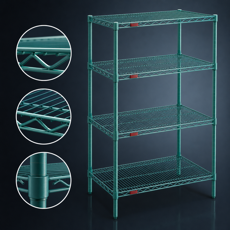 Product image #3 for EagleGard 4-Tier Wire Shelving Starter Unit, 36 x 18 x 63 Inches, Blue-Green Hybrid Epoxy Finish