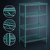 Thumbnail image #3 for EagleGard 4-Tier Wire Shelving Starter Unit, 36 x 18 x 63 Inches, Blue-Green Hybrid Epoxy Finish
