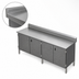 Thumbnail image #3 for John Boos Enclosed Base Work Table with Hinged Doors, 108 x 24 Inches, 16-Gauge Stainless Steel Top, 5-Inch Backsplash