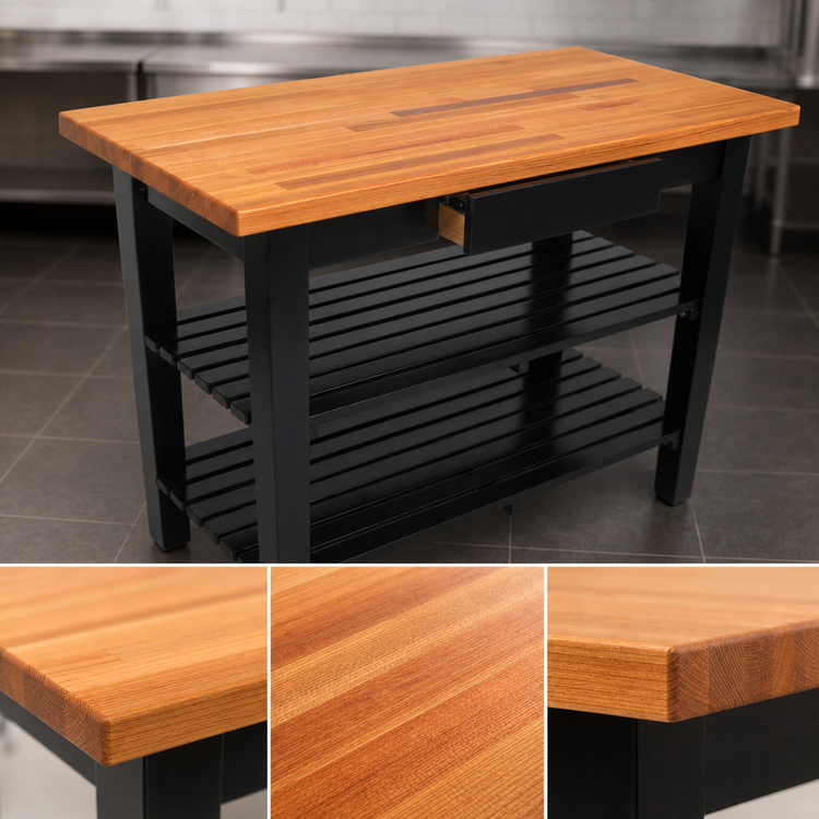 Product image #4 for John Boos Appalachian 60-Inch x 30-Inch Oak Country Work Table with 1-1/2-Inch Thick Edge-Grain Top