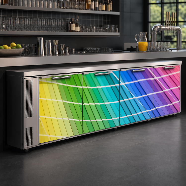 Product image #3 for Krowne 84 Inch Backbar Cooler Whole Unit Vinyl Wrap, Front and Sides