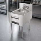 Thumbnail image #4 for Perlick Corporation Top Shelf TSF18HS Freestanding Stainless Steel Underbar Hand Sink, 18"W x 24"D, Integrated Soap & Paper Towel Dispensers