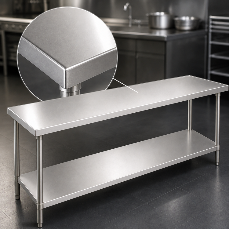 Product image #3 for Advance Tabco 144-Inch x 24-Inch 304 Stainless Steel Work Table with Adjustable Undershelf