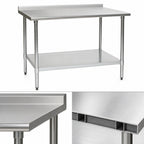 Thumbnail image #3 for Eagle Group Deluxe UT2484EB Stainless Steel Work Table, 84 x 24 in, 16-Gauge 300 Series Top, Rear Upturn, Galvanized Undershelf