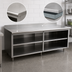 Thumbnail image #3 for Advance Tabco Special Value Series 96 Inch x 24 Inch Stainless Steel Open Base Work Table with 5 Inch Backsplash and Mid Shelf