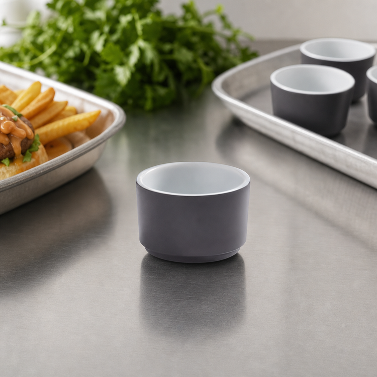 Product image #3 for American Metalcraft 2 oz Round BPA-Free Melamine Sauce Cup, Graphite