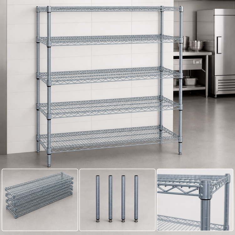 Product image #3 for Quantum 72" W x 36" D x 54" H 5-Shelf Wire Shelving Starter Kit