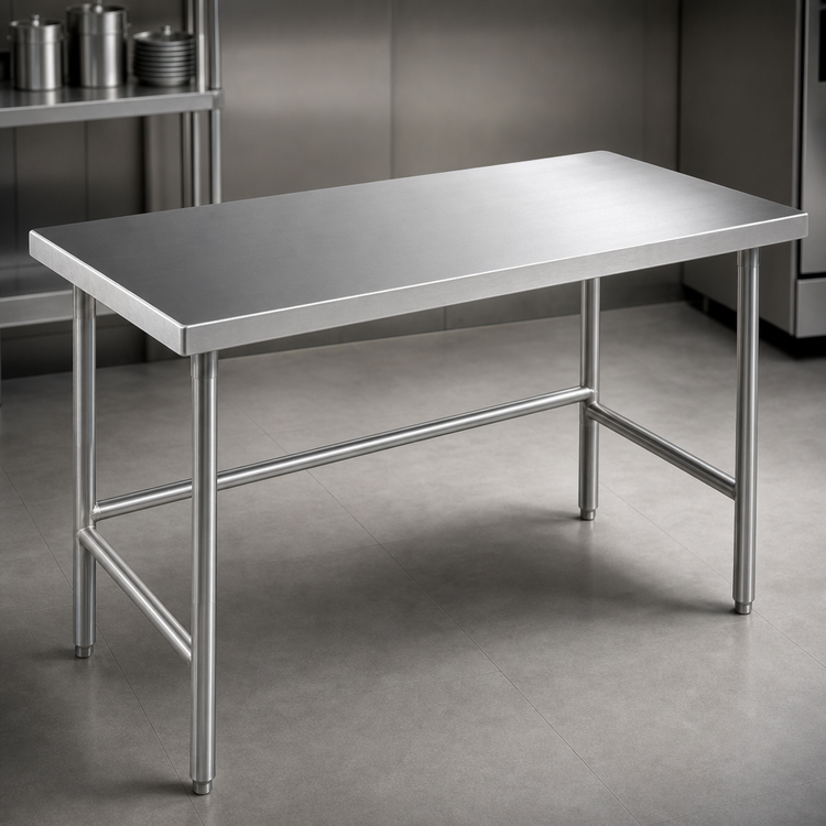 Product image #3 for Advance Tabco 120-Inch x 30-Inch Stainless Steel Work Table with Open Base and Cross Rails